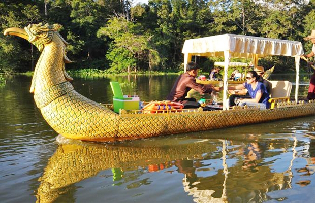 Sunset cruise at Angkor Thom moat by Gondela  boat